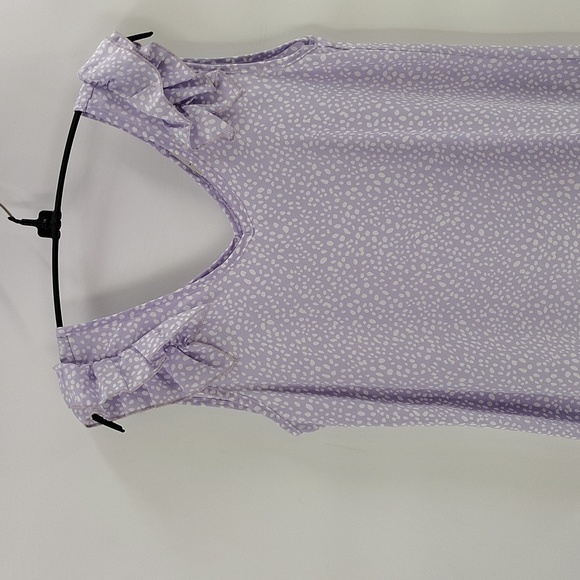 Jodifl Purple and White Pullover Blouse Size Small Ruffle Shoulder Sleeveless - Picture 2 of 6